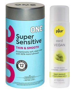 Набір ONE Super Sensitive Pack 12 шт + Лубрикант pjur MED Vegan glide 100 мл SOS13016 фото