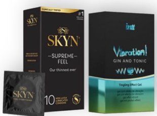 Skyn Supreme Feel 10 шт + Intt Vibration Gin Tonic (15 мл) SOS7100 фото