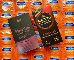 Комплект 22 шт SKYN Intense Feel - Pasante Warming + Intt Vibration Bubble Gum (15 мл) SOS1568 фото