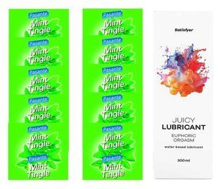 Комплект Pasante Mint 10шт. + Лубрикант Satisfyer Juicy Lubricant Euphoric Orgasm 300 мл SOS11681 фото