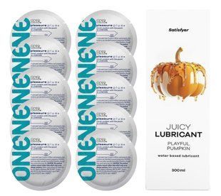 Комплект 𝐎𝐍𝐄 𝐏𝐥𝐮𝐬 10 шт. + Лубрикант Satisfyer Juicy Lubricant Playful Pumpkin (300 мл) SOS12331 фото