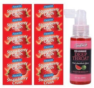 Pasante Strawberry Crush 10 шт + Doc Johnson GoodHead &ndash; Watermelon, 59 мл SOS13958 фото