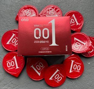 OLO 0.01 jelly box condoms red, розігріваючі 10 шт OL62 фото