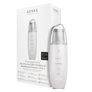 Мікрострумовий скрабер для шкіри та усунення чорних точок GESKE MicroCurrent Skin Scrubber&Blackhead Remover 9в1 white HB0150 фото