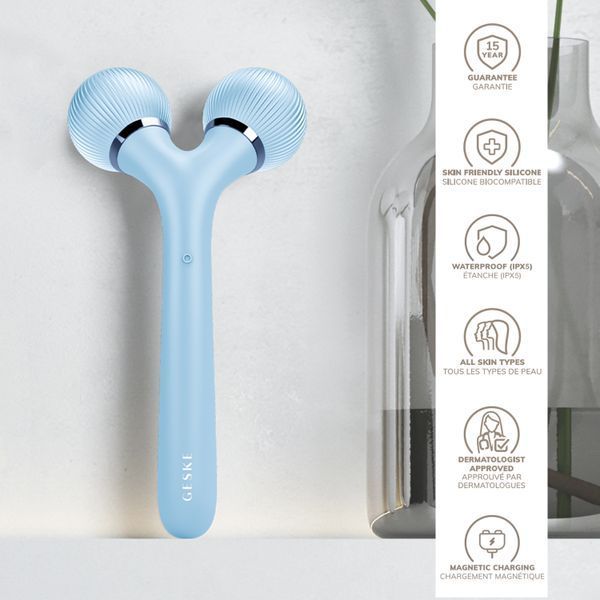 Електронний ультразвуковий ролик для обличчя та тіла GESKE Sonic Facial&Body Roller 4в1 aquamarine HB0038 фото