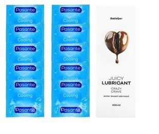 Комплект Pasante Cooling 10шт. + Лубрикант Satisfyer Juicy Lubricant Crazy Crave 300 мл SOS11580 фото