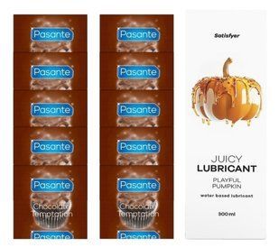 Комплект Pasante Chocolate 10шт. + Лубрикант Satisfyer Juicy Lubricant Playful Pumpkin 300 мл SOS11630 фото