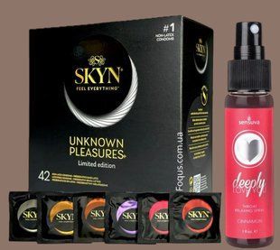 Набір SKYN Pleasures, 42 шт-6 видів + Спрей Sensuva - Deeply Love You Cinnamon (29 мл) SOS5148 фото