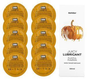 Комплект 𝐎𝐍𝐄 𝐋𝐞𝐠𝐞𝐧𝐝 𝐗𝐋 10 шт. + Лубрикант Satisfyer Juicy Lubricant Playful Pumpkin (300 мл) SOS12280 фото