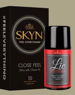 Набор SKYN Close Feel пачка 10 штук + Sensuva - Lic-o-licious Watermelon (50 мл) SOS4997 фото