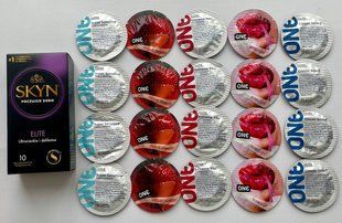 Набор 30 штук Skyn ​​Elite + ONE Extreme Ribs, Super Sensitive, Flavor Waves, Classic SOS2267 фото