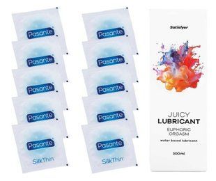Комплект: Pasante Silk 10 шт. + Лубрикант Satisfyer Juicy Lubricant Euphoric Orgasm water based 300 мл SOS11529 фото