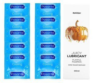 Комплект Pasante Cooling 10шт. + Лубрикант Satisfyer Juicy Lubricant Playful Pumpkin 300 мл SOS11579 фото