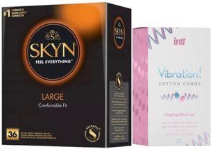 Набір з SKYN Large (36 шт) + Рідкий вібратор Intt Vibration Cotton Candy (15 мл) SOS9923 фото