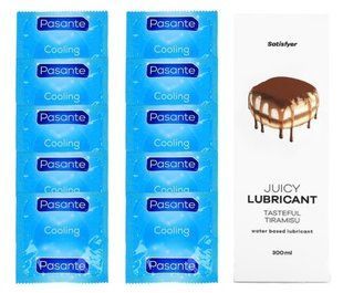 Комплект Pasante Cooling 10шт. + Лубрикант Satisfyer Juicy Lubricant Tasteful Tiramisu 300 мл SOS11578 фото