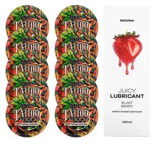 Комплект ONE Tattoo Touch 10шт. + Лубрикант Satisfyer Juicy Lubricant Blast Berry (300 мл) SOS12178 фото