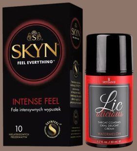 Комплект SKYN Intense Feel 10 шт + Гель Sensuva - Lic-o-licious Watermelon (50 мл) SOS5610 фото