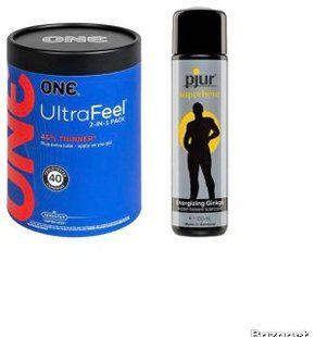 ONE UltraFeel 2-в-1. 40 шт.+Стимулювальна змазка на водній основі pjur Superhero glide 100 мл SOS6470 фото