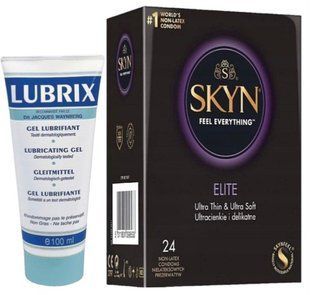 Набор из Лубрикант на водной основе Lubrix (100 мл) + SKYN Elite, 24 шт SOS8792 фото