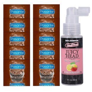 Pasante Chocolate Temptation 10 шт + Doc Johnson GoodHead &ndash; Juicy Head Pink Lemonade (59 мл) SOS14004 фото