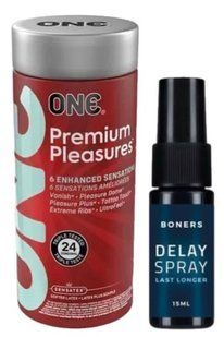 Набір з 24 шт ONE Premium Pleasures + Пролонгатор Boners Delay Spray 15 мл SOS9383 фото