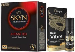 Набір з SKYN Intense Feel (36 шт) + Рідкий вібратор SEXY VIBE "Коктейль Піна Колада" DUAL VIBE! (15 мл) від Orgie SOS9821 фото