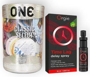 Набір з ONE Classic Select 100 шт + ORGIE Time Lag, 25 мл SOS8989 фото