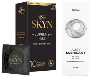 Набір Лубрикант Satisfyer Boogy Booty 300 мл + Skyn ​​Supreme Feel 10 шт. SOS12728 фото