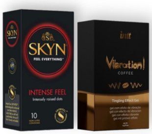 SKYN Intense Feel 10 шт + Intt Vibration Coffee (15 мл) SOS6945 фото