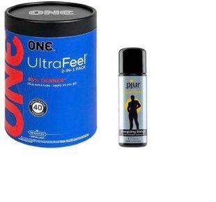 ONE UltraFeel 2-в-1. 40 шт.+ Стимулювальна змазка на водній основі pjur Superhero glide 30 мл SOS6469 фото