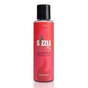 Зігрівальний масажний гель Sensuva &mdash; Sizzle Lips Strawberry (125 мл) SO3210 фото