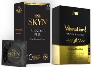 Skyn ​​Supreme Feel 10 шт + Intt Vibration Vodka (15 мл) SOS7094 фото