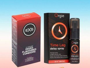 Пролонгатор для мужчин Time Lag, 25 мл. ORGIE + пачка EXS Mixed Flavoured 12 шт. SOS6693 фото