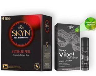 Skyn Intense feel 36 штук + SEXY VIBE найвищий рівень вібраціі, 15 мл ORGIE SOS6794 фото