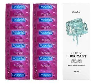 Комплект Pasante Regular 10 шт. + Лубрикант Satisfyer Juicy Lubricant Cooling Comfort (300 мл) SOS12125 фото