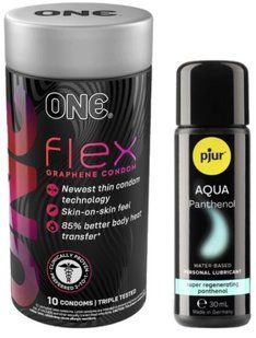 Комплект ONE Flex Graphene 10 штук + Pjur Aqua Panthenol 30 мл SOS12959 фото