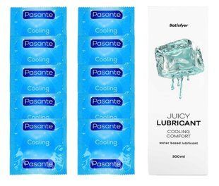 Комплект Pasante Cooling 10шт. + Лубрикант Satisfyer Juicy Lubricant Cooling Comfort 300 мл SOS11574 фото
