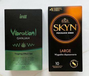 Комплект SKYN Large 10 шт + Жидкий вибратор Intt Vibration Ganjah (15 мл) SOS2062 фото
