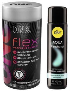 Комплект ONE Flex Graphene 10 штук + Pjur Aqua Panthenol 100 мл SOS12958 фото