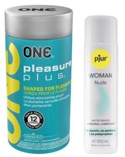 Набір ONE Pleasure Plus 12 шт + Лубрикант Pjur Woman Nude 100 мл SOS13058 фото