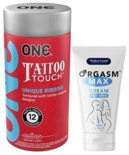 Набір з ONE Tattoo Touch Pack 12 шт + Пролонгатор Medica-Group Orgasm Max for Men - krem 50 ml SOS9430 фото
