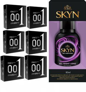 Набір OLO ультратонкі 3x6 (18 шт) та Лубрикант Skyn All Night Long 80 мл SOS214 фото