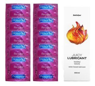 Комплект Pasante Regular 10 шт. + Лубрикант Satisfyer Juicy Lubricant Warm Wave (300 мл) SOS12123 фото