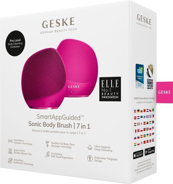 Ультразвуковая щетка для тела и интенсивный пилинг GESKE Sonic Body Brush&Intensive Exfoliator 7в1 magenta HB0355 фото