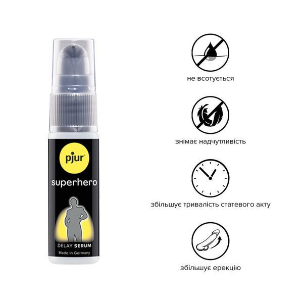 Пролонгувальний гель pjur Superhero Serum 20 мл, створює невидиму плівку, що знижує чутливість PJ12090 фото
