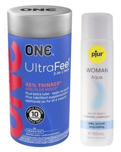 Набір ONE UltraFeel 10 шт + Pjur Woman Aqua 100 мл SOS13084 фото