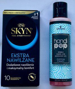 Комплект SKYN Extra Lube 10 шт. - Лубрикант Sensuva Handipop Cotton Candy (125 мл) SOS3387 фото