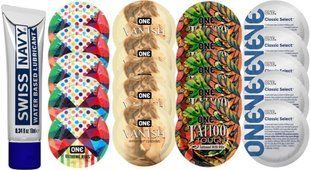 Набор из Swiss Navy Water-Based 10 мл + ONERibs + ONE Vanish + ONETattoo + ONE Classic SOS8499 фото