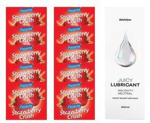 Комплект Pasante Strawberry 10шт. + Лубрикант Satisfyer Juicy Lubricant Naughty Neutral 300 мл SOS11649 фото