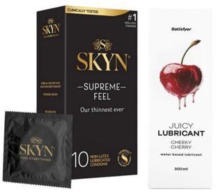 Набір Лубрикант Satisfyer Cheeky Cherry 300 мл + SKYN Supreme Feel 10 шт. SOS12799 фото